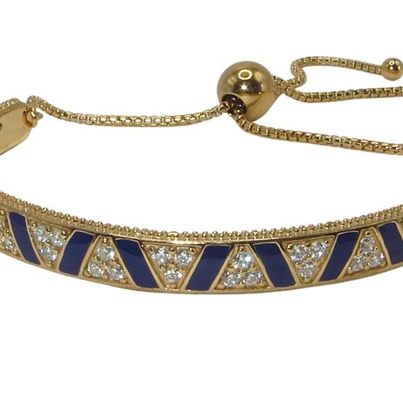 Pandora SHINE Blue/Clear CZ Stones and Stripes Bolo Bracelet Size Med 568051CZ2 - Picture 4 of 7